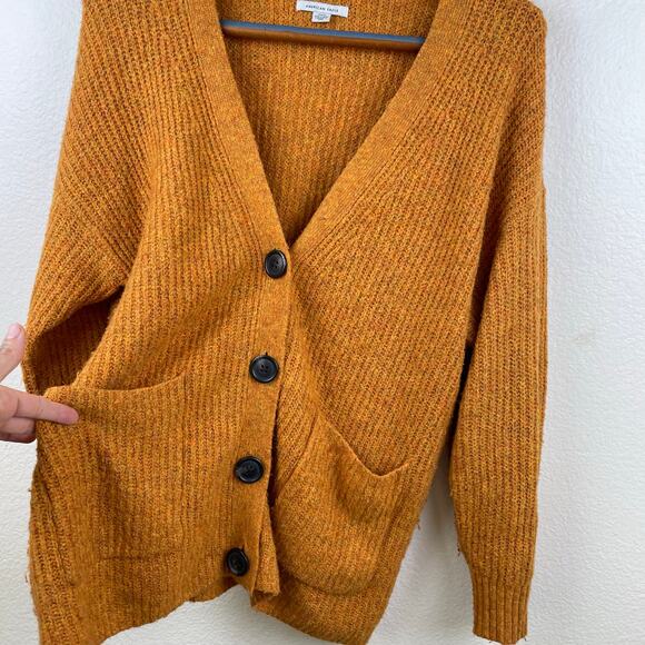 American Eagle Womens Cardigan Sz M Oversized Cobain Indie Hipster Grunge Orange - Picture 3 of 11